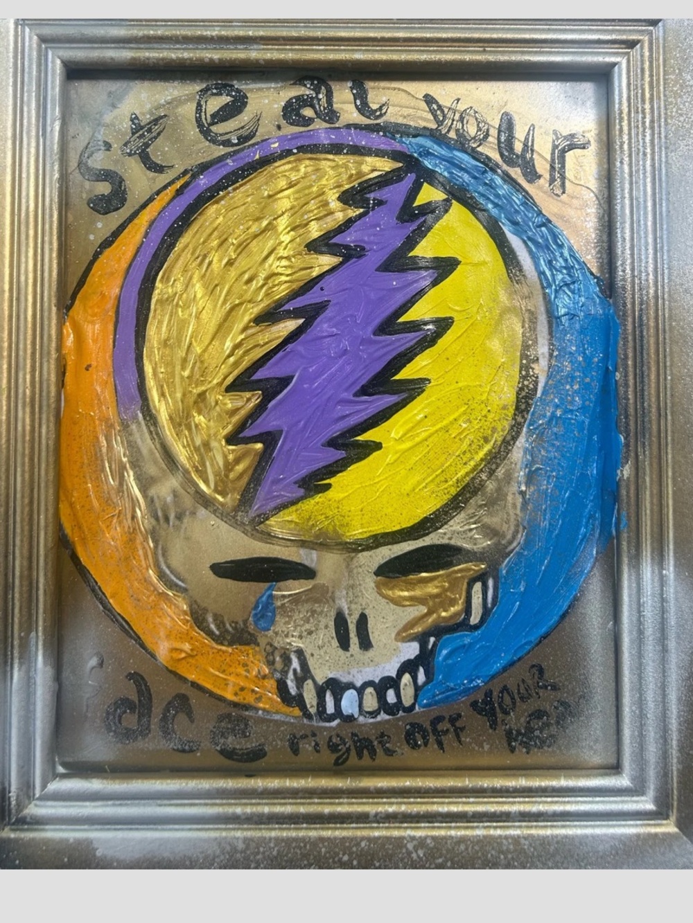 Stealie Graffiti Skull Wall Art - Yellow, Purple, Blue, Orange Grateful Dead art